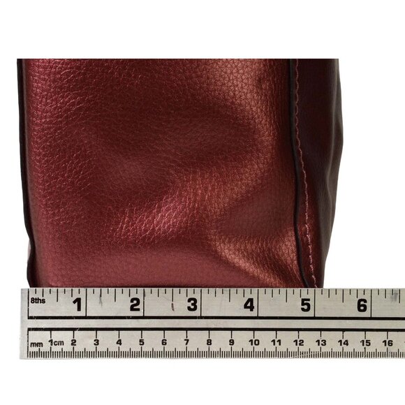 AUTHENTIC COACH PEBBLE LEATHER DERBY METALLIC BURGUNDY/PURPLE TOTE F39675 - Picture 11 of 15